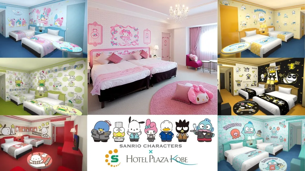 Special themed amenities and character goods in Sanrio character room at Hotel Plaza Kobe